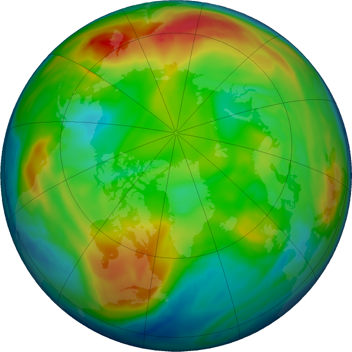 Arctic ozone map for 09 January 2017